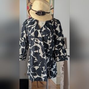 Focus 2000 Black and White Patterned Trench Coat